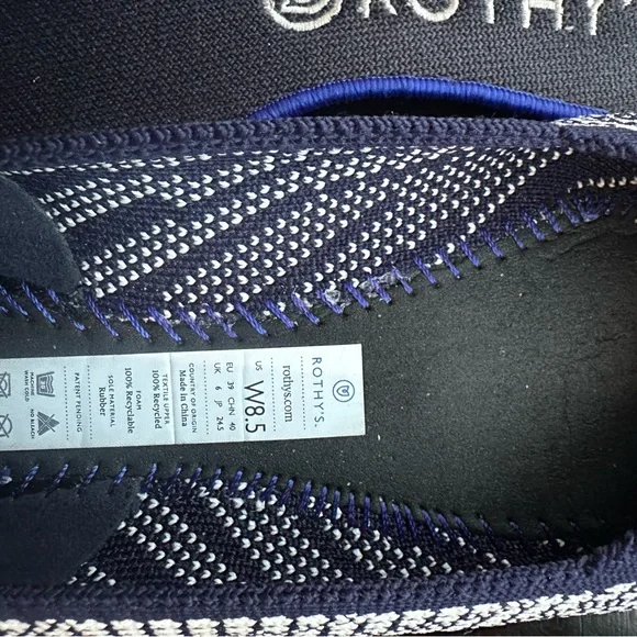 Rothy’s The Point Navy Blue & White Houndstooth Knit Ballet Flats Women’s 8.5 - Picture 3 of 3